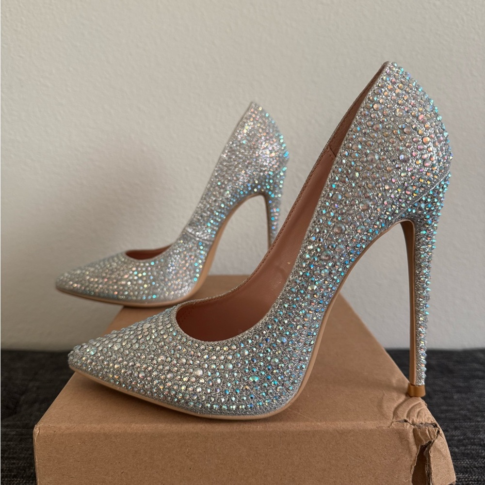 Sparkling Silver Rhinestone Heels - Picture 5 of 11